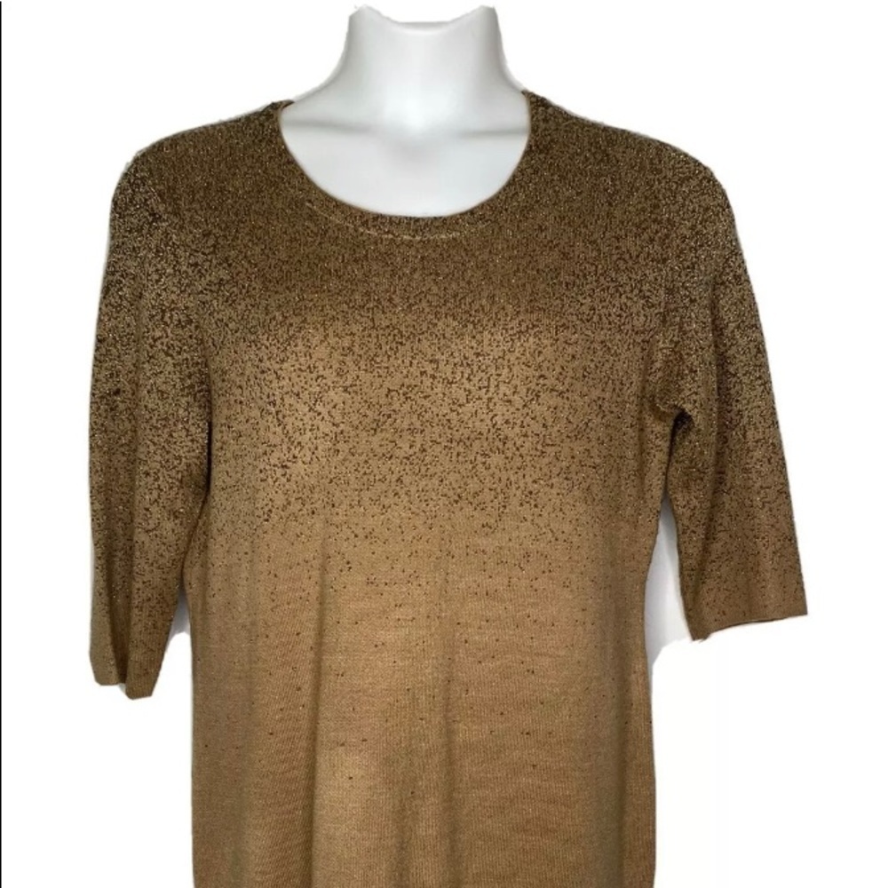 4/$35 Cleo Sweater Dress Lg Gold Metallic Ombre
